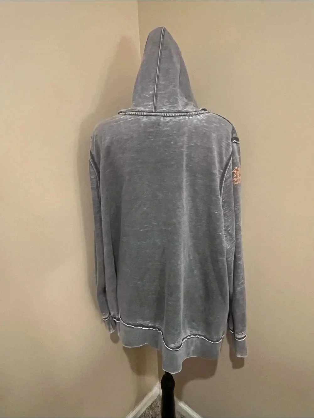 Harley-Davidson Vintage-Wash Lightweight Gray Zip Hoodie Logo & logo tab, 2X